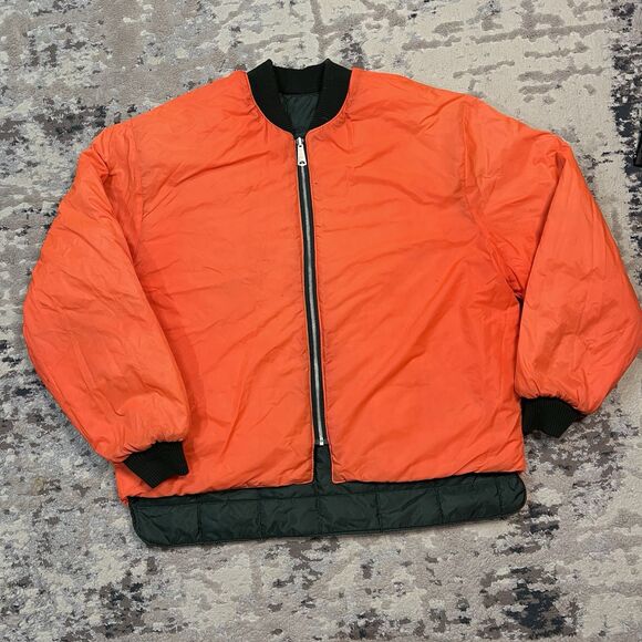 Vtg Work King Mens XL Reversible Puffer Jacket Green/Orange Poly Canada Hunting - Picture 2 of 14